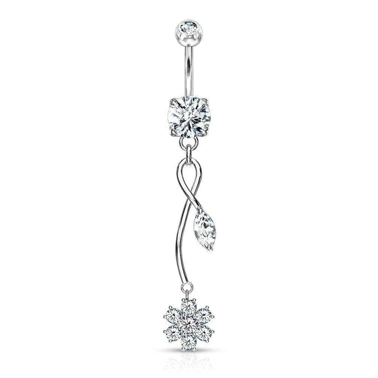 Flower Gem Vine Dangle Belly Ring - SkinKandy | Body Jewellery & Piercing Online Australia