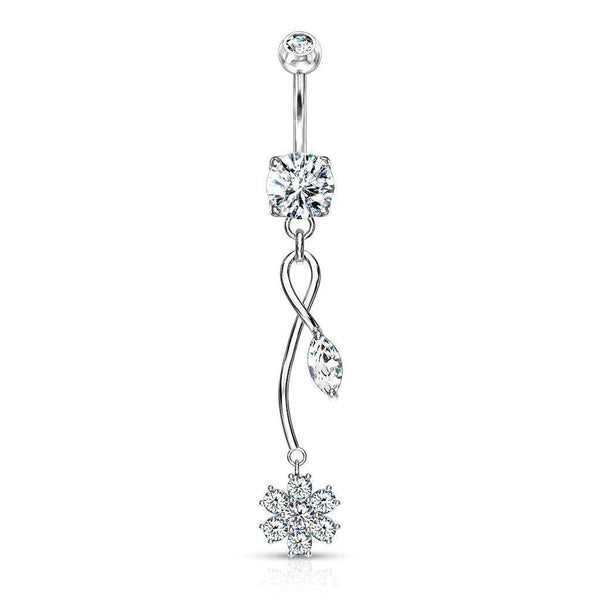 Flower Gem Vine Dangle Belly Ring
