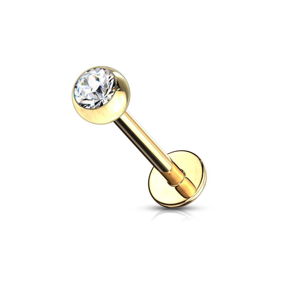 CZ Gold Plated Labret - SkinKandy | Body Jewellery & Piercing Online Australia