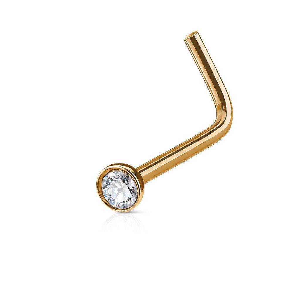 CZ Half Ball Top L Bend Nose Ring