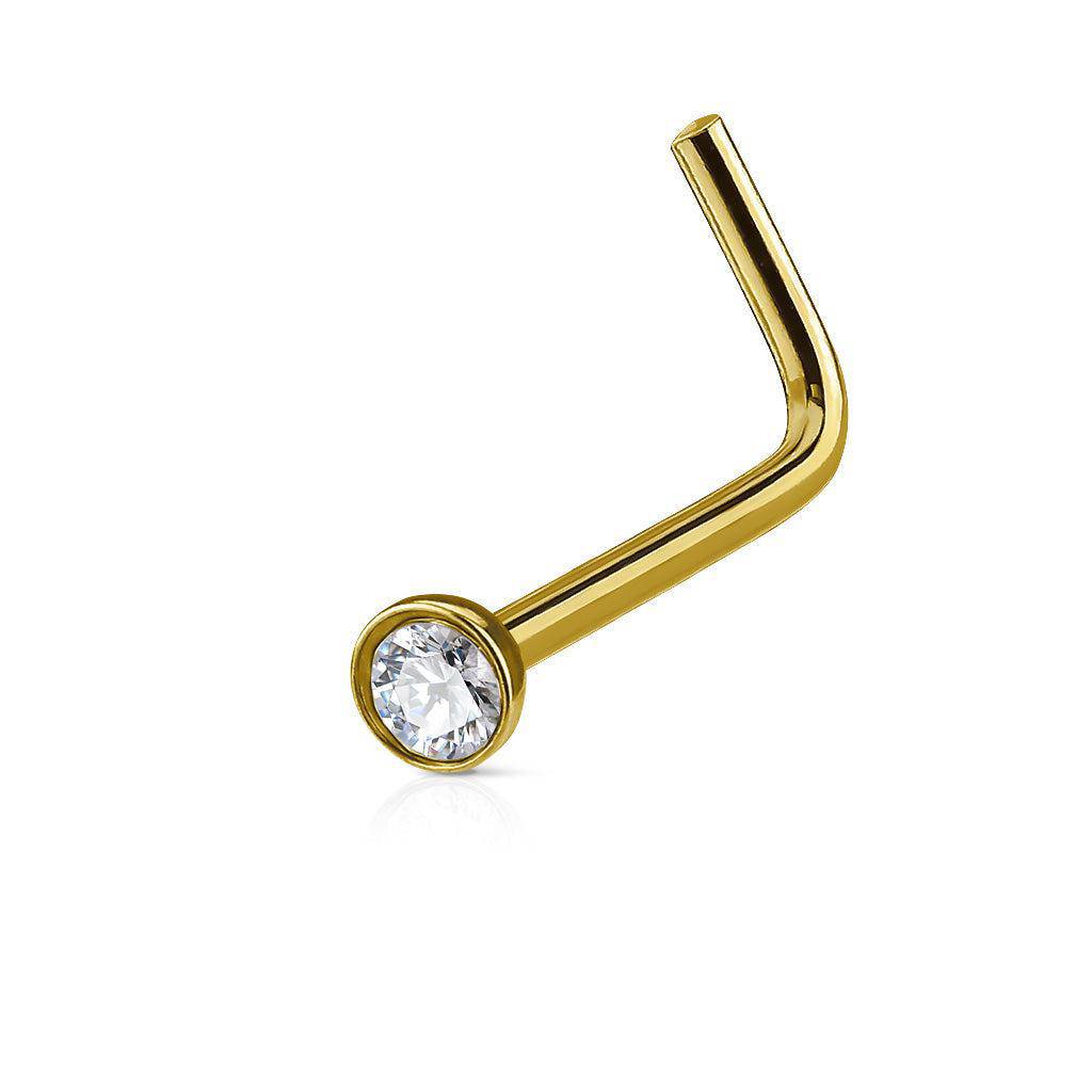 CZ Half Ball Top L Bend Nose Ring - SkinKandy | Body Jewellery & Piercing Online Australia