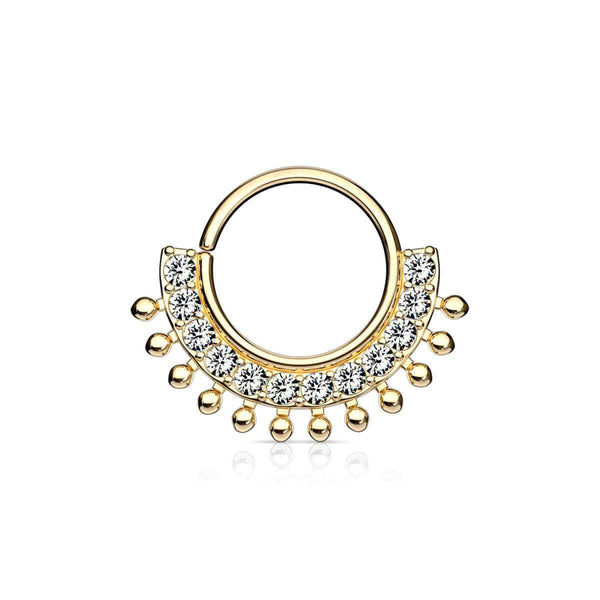 CZ Lined Fan Bendable Hoop Ring