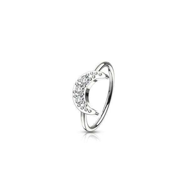 CZ Paved Crescent Moon Nose Rings
