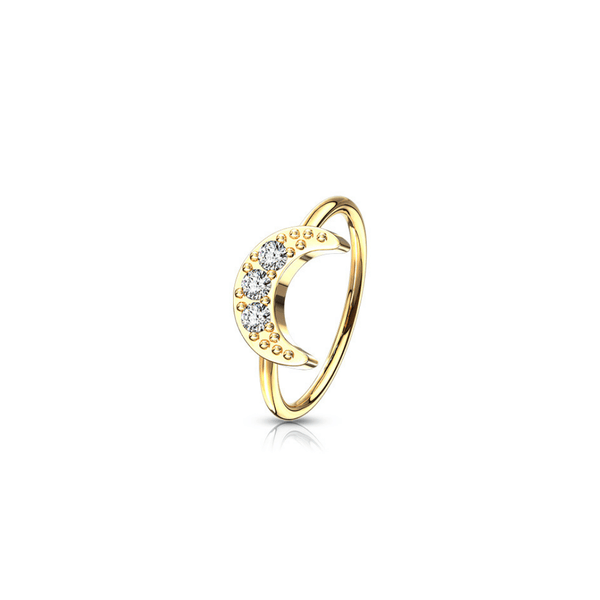 CZ Paved Crescent Moon Nose Rings