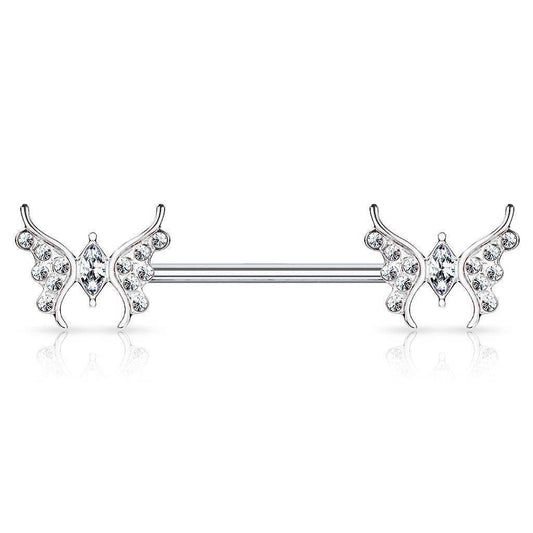 Paved Marquis Butterfly Nipple Barbell - SkinKandy | Body Jewellery & Piercing Online Australia