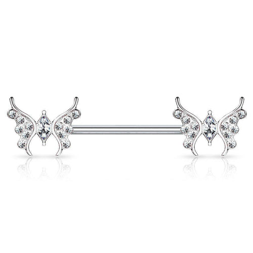CZ Paved Marquise Butterfly Nipple Barbell