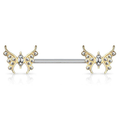 CZ Paved Marquise Butterfly Nipple Barbell
