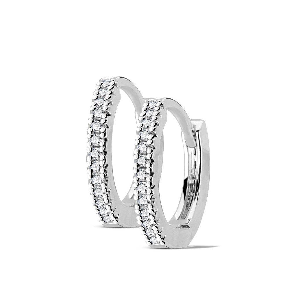 CZ Paved Steel Hoop Earrings - SkinKandy | Body Jewellery & Piercing Online Australia
