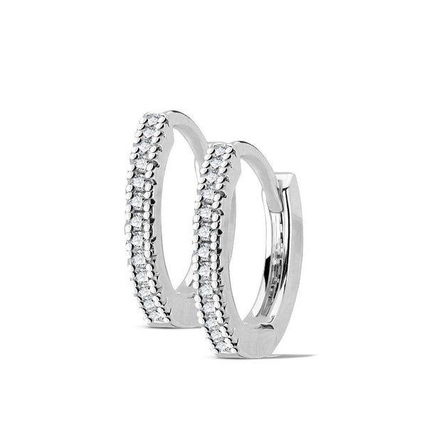 CZ Paved Steel Hoop Earrings