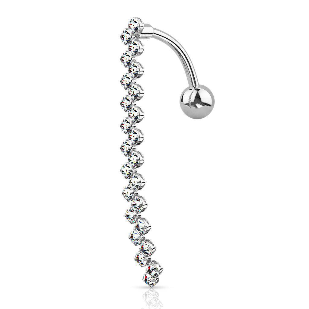CZ Paved Zig Zag Top Drop Belly Ring - SkinKandy | Body Jewellery & Piercing Online Australia