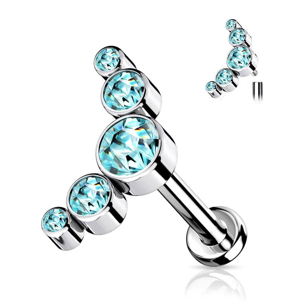 CZ Round Gem Curve Top Titanium Labret - SkinKandy | Body Jewellery & Piercing Online Australia