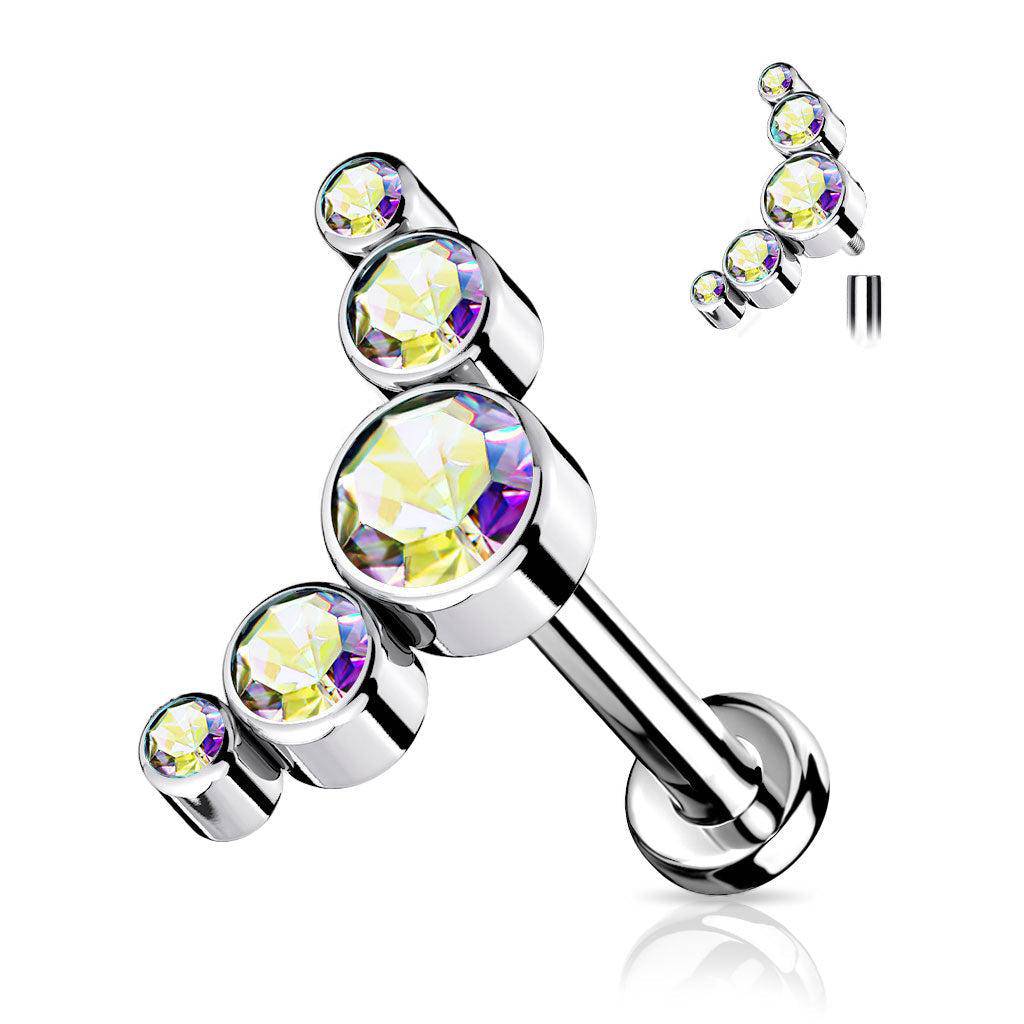 CZ Round Gem Curve Top Titanium Labret - SkinKandy | Body Jewellery & Piercing Online Australia