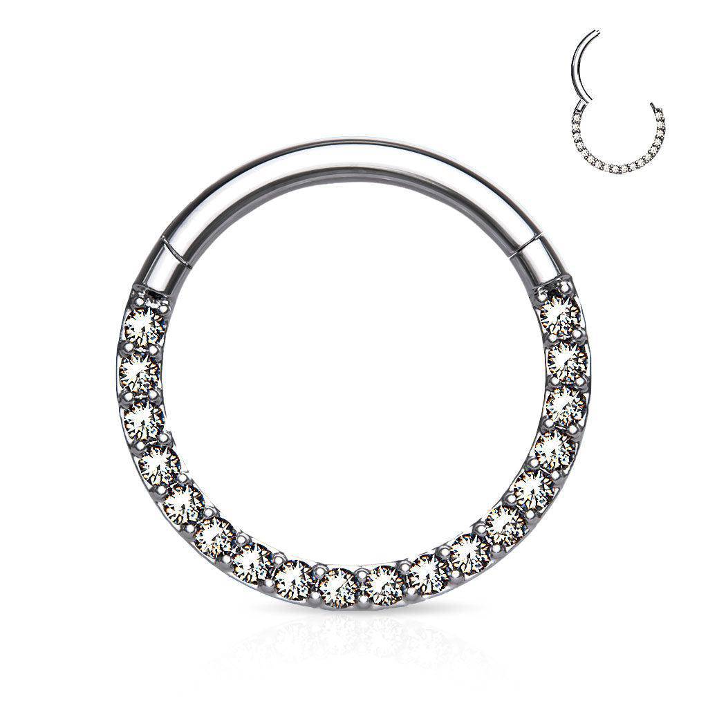 CZ Titanium Hinged Segment Ring - SkinKandy | Body Jewellery & Piercing Online Australia