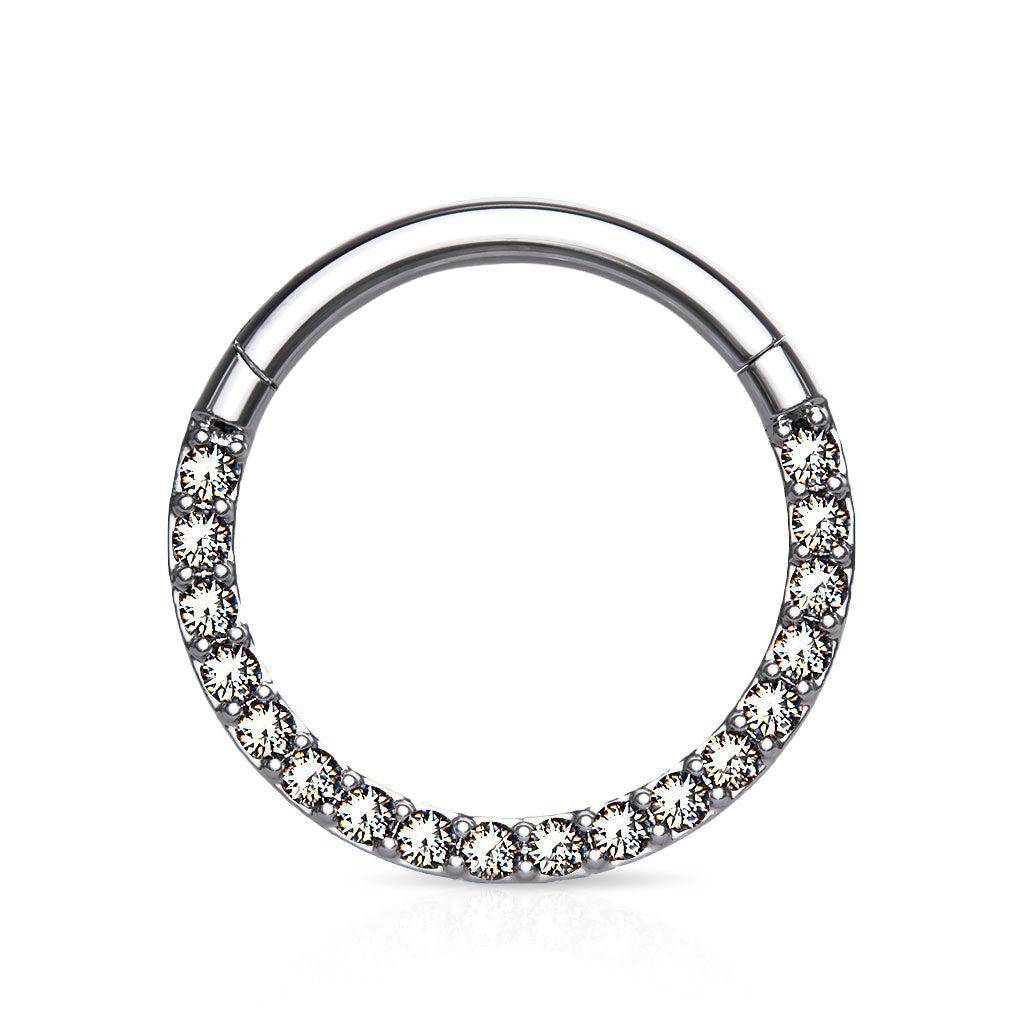 CZ Titanium Hinged Segment Ring - SkinKandy | Body Jewellery & Piercing Online Australia