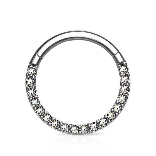CZ Titanium Hinged Segment Ring - SkinKandy | Body Jewellery & Piercing Online Australia