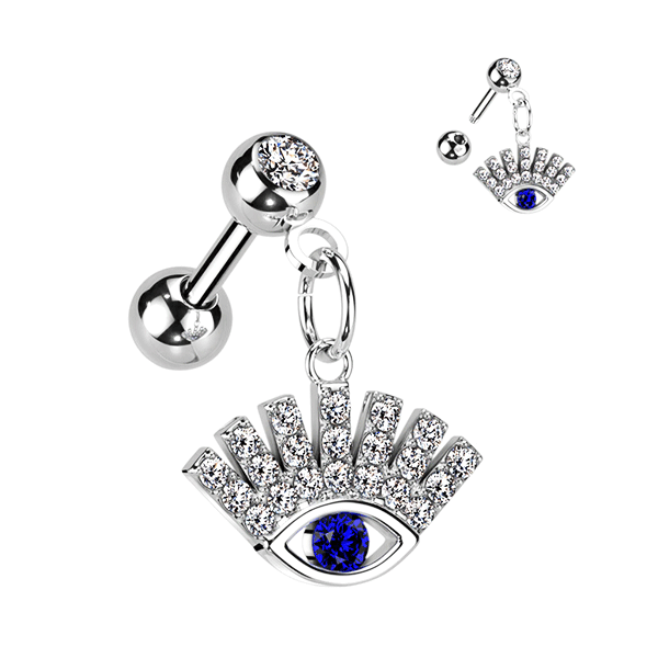 Evil Eye Dangle Cartilage Barbell SkinKandy Body Jewellery
