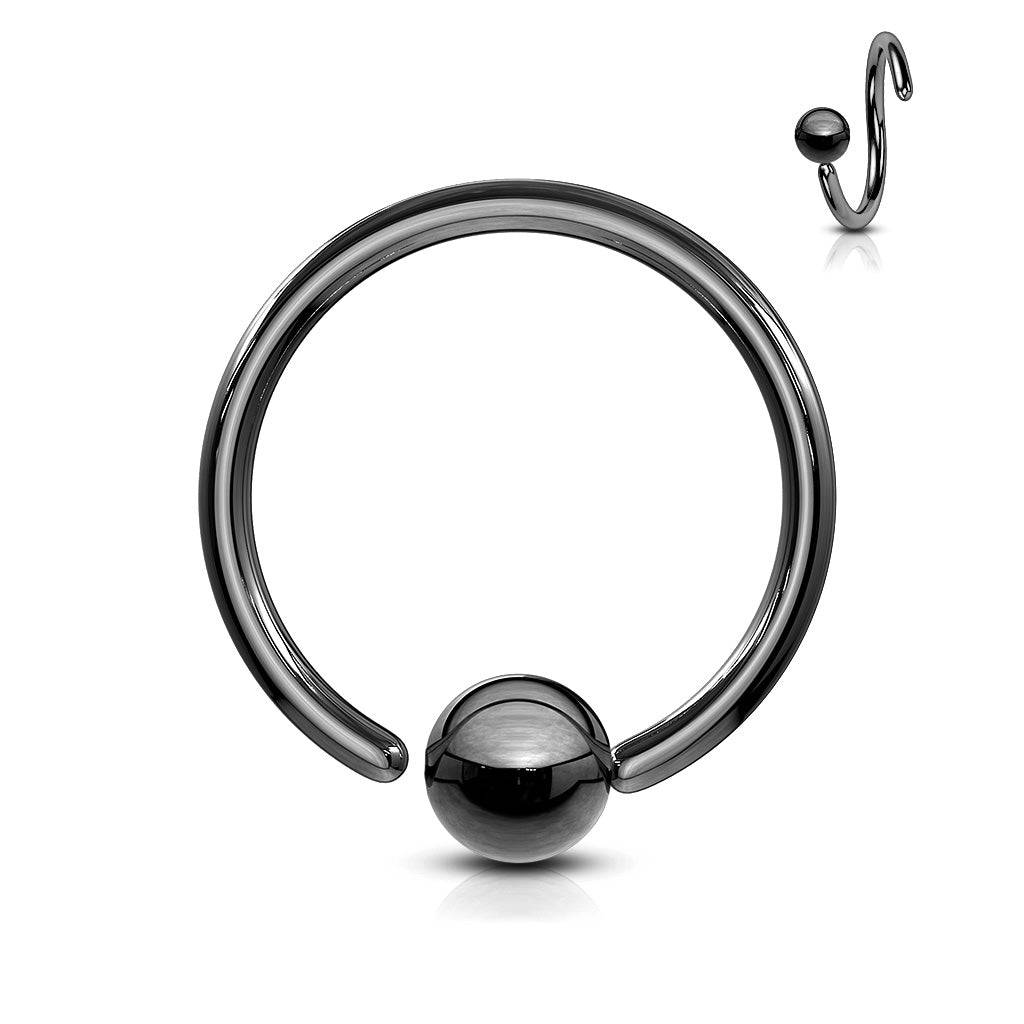 Fixed Side Ball IP over Steel Ball Closure Ring - SkinKandy | Body Jewellery & Piercing Online Australia