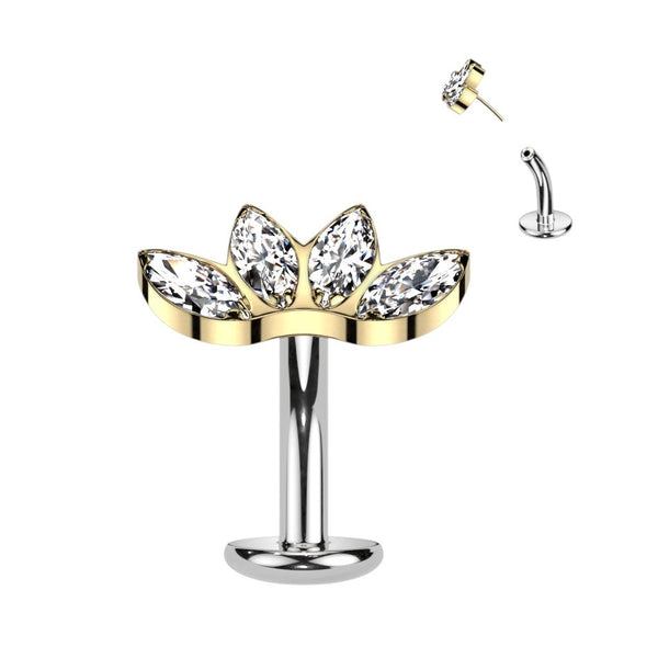 Threadless Marquis Implant Grade Titanium Belly Ring