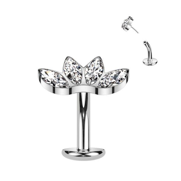 Threadless Marquis Implant Grade Titanium Belly Ring
