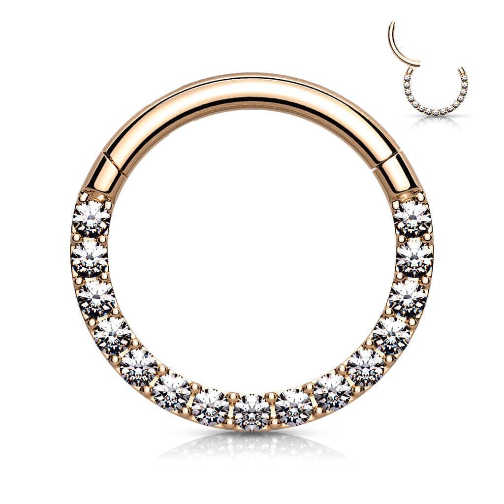 Forward Facing CZ Gem Hinged Segment Ring - SkinKandy | Body Jewellery & Piercing Online Australia