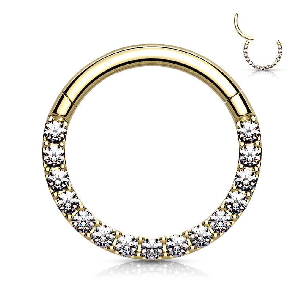 Forward Facing CZ Gem Hinged Segment Ring - SkinKandy | Body Jewellery & Piercing Online Australia