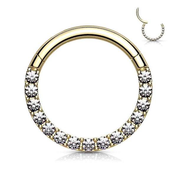 Forward Facing CZ Gem Hinged Segment Ring
