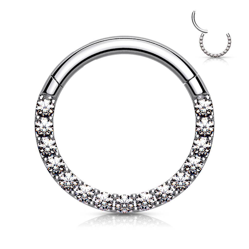 Forward Facing CZ Gem Hinged Segment Ring - SkinKandy | Body Jewellery & Piercing Online Australia