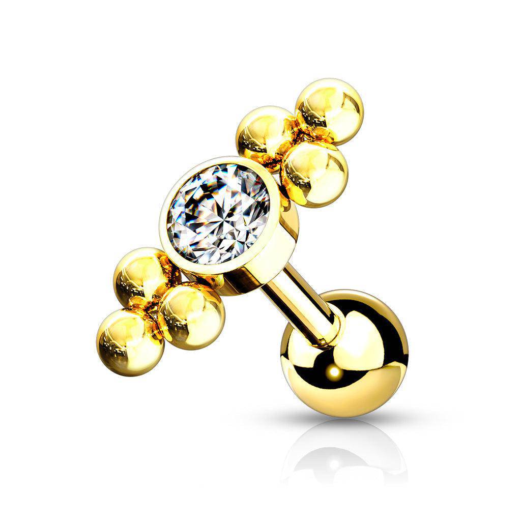 Gem Centre Top with Triangle Side Barbell Stud - SkinKandy | Body Jewellery & Piercing Online Australia