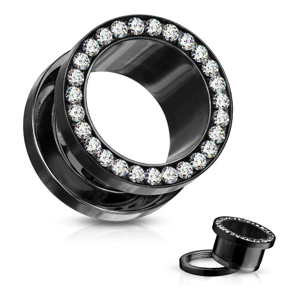 Gem Screw Fit Steel Flesh Tunnel - SkinKandy | Body Jewellery & Piercing Online Australia