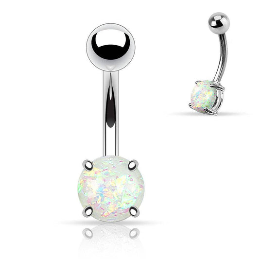 Glitter Opal Steel Belly Bar - SkinKandy | Body Jewellery & Piercing Online Australia