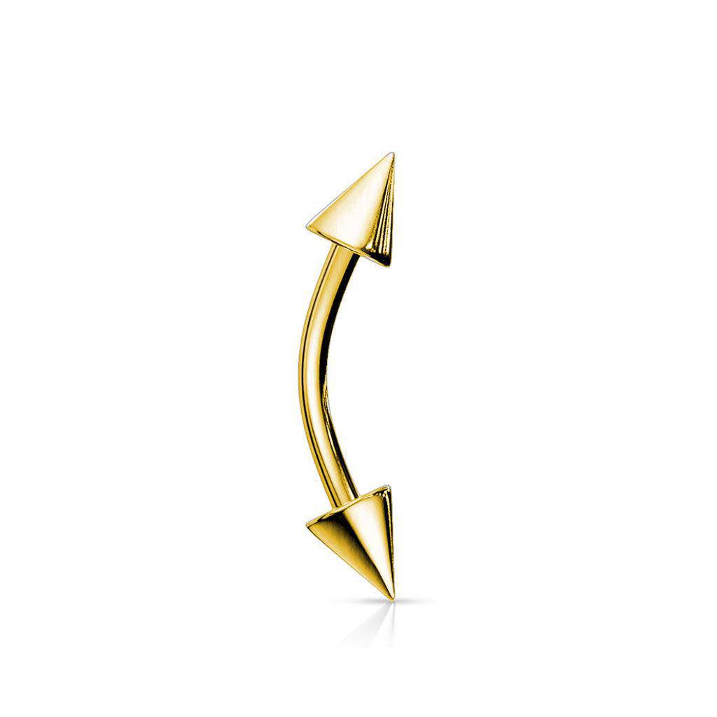 Gold Plated Curved Barbell with Spikes
