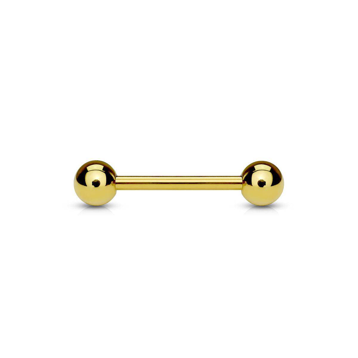 Gold Plated Over Steel Barbell - 14G