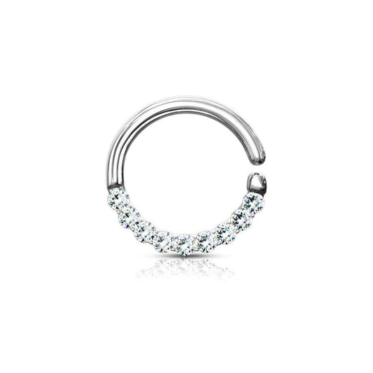 Half Circle Lined CZ Bendable Hoop Ring - SkinKandy | Body Jewellery & Piercing Online Australia