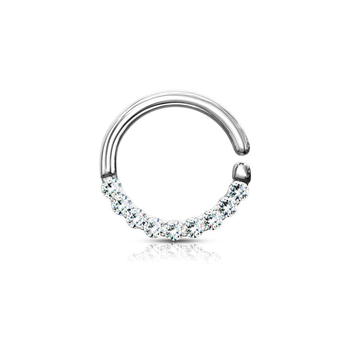 Half Circle Lined CZ Bendable Hoop Ring