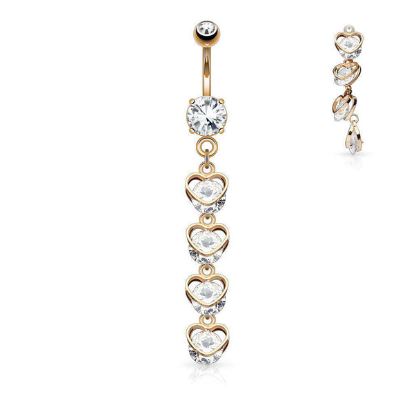Heart Cubic Zirconia Dangle Belly Bar