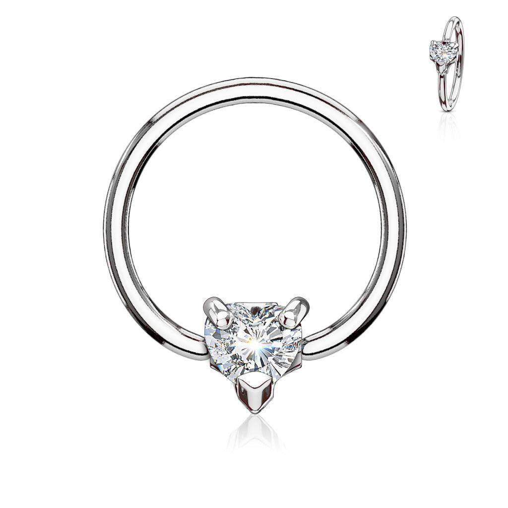 Heart Prong - Set Gem Steel Ball Closure Ring - SkinKandy | Body Jewellery & Piercing Online Australia