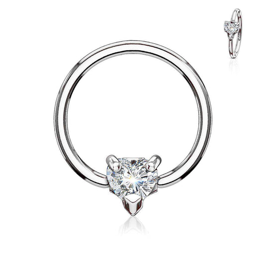 Heart Prong - Set Gem Steel Ball Closure Ring - SkinKandy | Body Jewellery & Piercing Online Australia