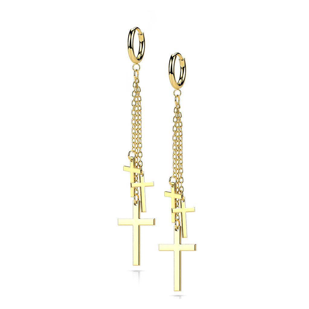 Hoop Earrings with Cross Dangle - SkinKandy | Body Jewellery & Piercing Online Australia