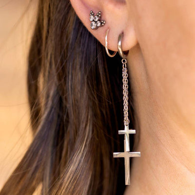 Hoop Earrings with Cross Dangle