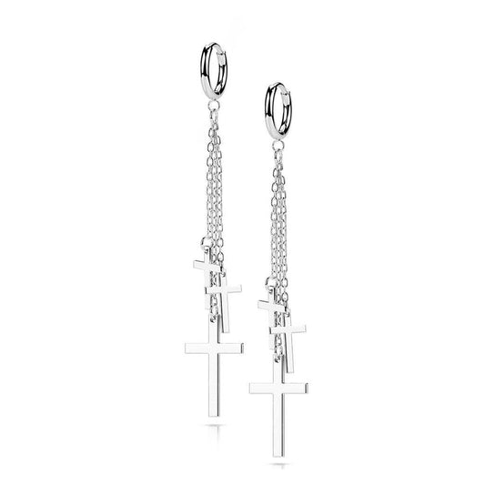 Hoop Earrings with Cross Dangle - SkinKandy | Body Jewellery & Piercing Online Australia