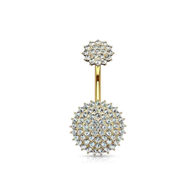 Internally Threaded CZ Paved Round Belly Bar