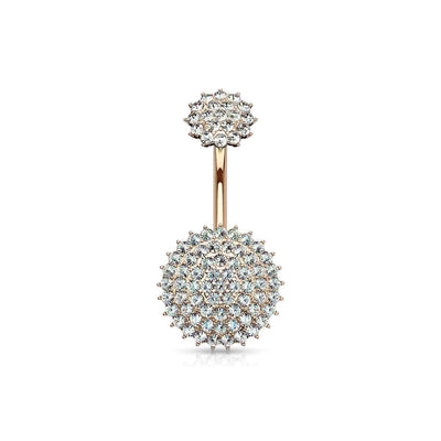 Internally Threaded CZ Paved Round Belly Bar