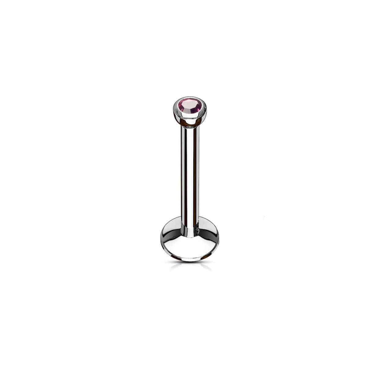 Internally Threaded Labret with CZ Gem - SkinKandy | Body Jewellery & Piercing Online Australia