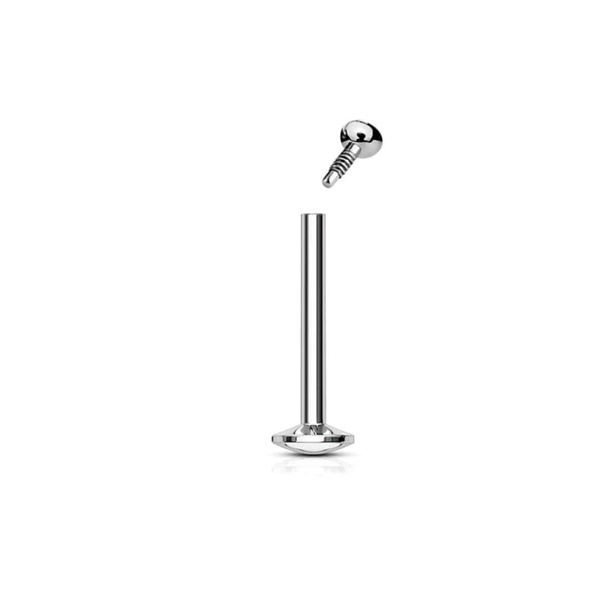 Internally Threaded Labret with CZ Gem - SkinKandy | Body Jewellery & Piercing Online Australia