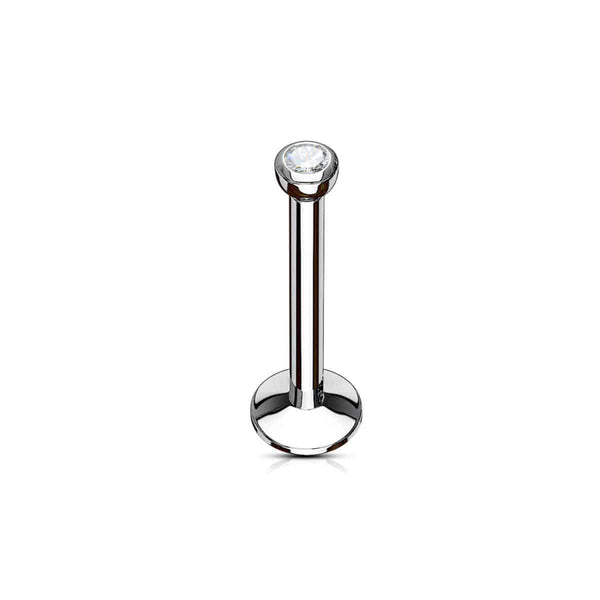 Internally Threaded Labret with CZ Gem
