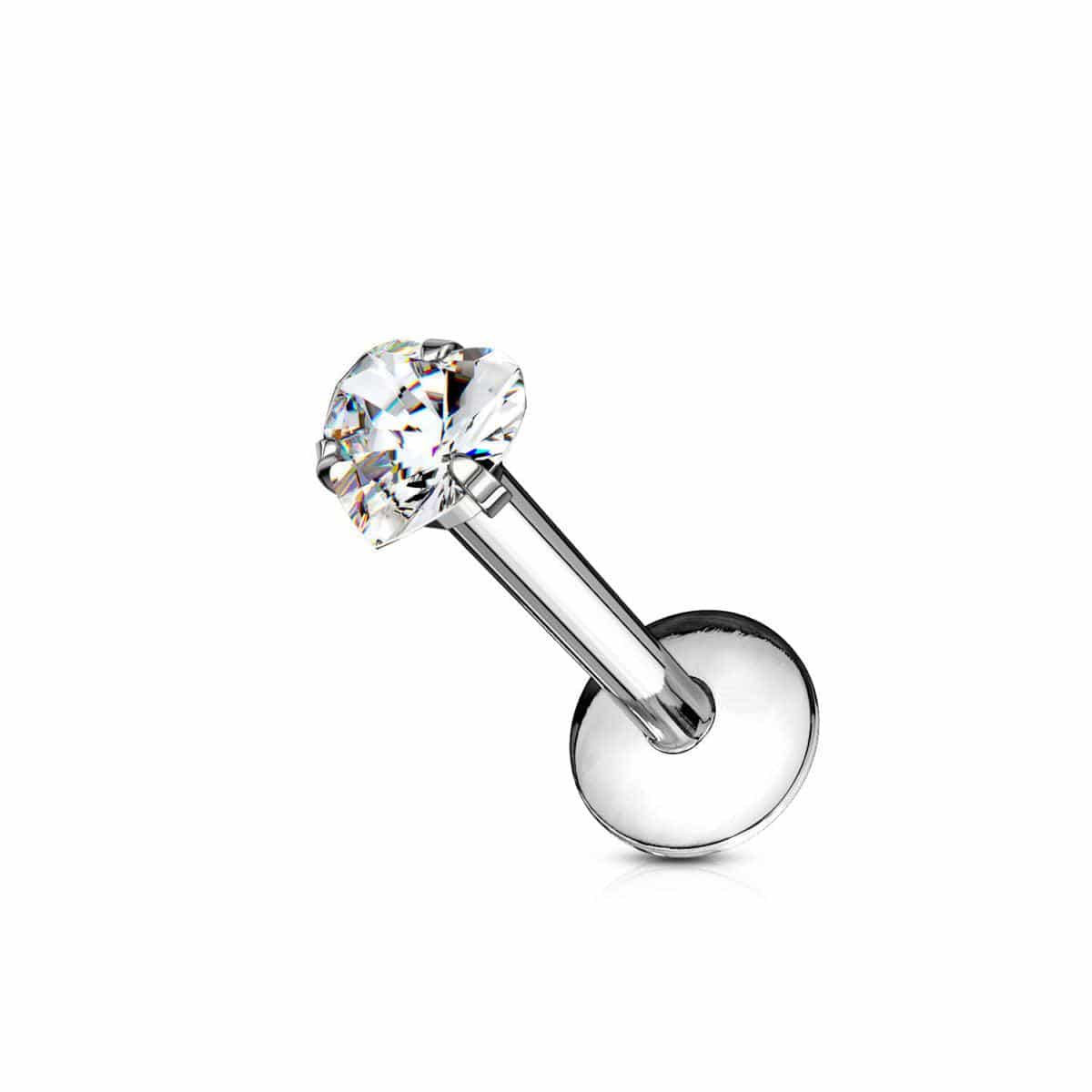 Internally Threaded Steel Heart Prong - Set Labret - SkinKandy | Body Jewellery & Piercing Online Australia
