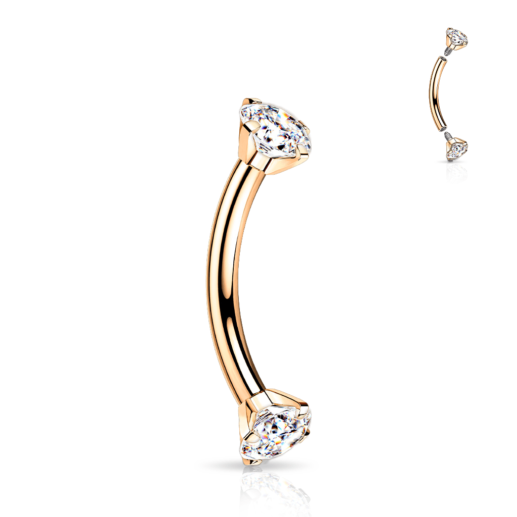 Internally Threaded Titanium CZ Curved Barbell - SkinKandy | Body Jewellery & Piercing Online Australia