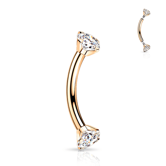 Internally Threaded Titanium CZ Curved Barbell - SkinKandy | Body Jewellery & Piercing Online Australia