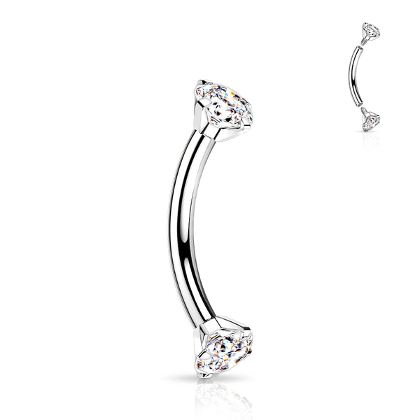 Internally Threaded Implant Grade Titanium Cubic Zirconia Curved Barbell