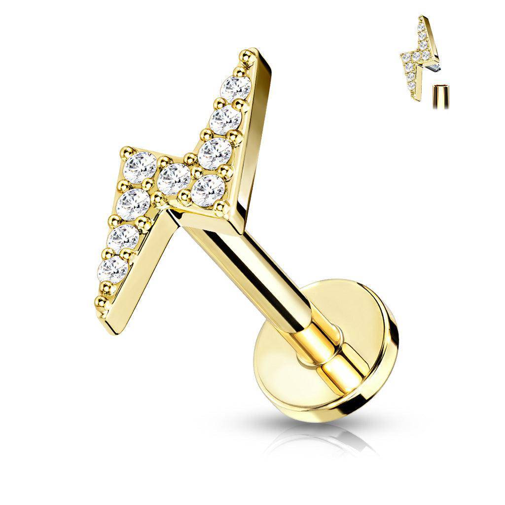 Paved Lightning Bolt Cartilage Labret - SkinKandy | Body Jewellery & Piercing Online Australia